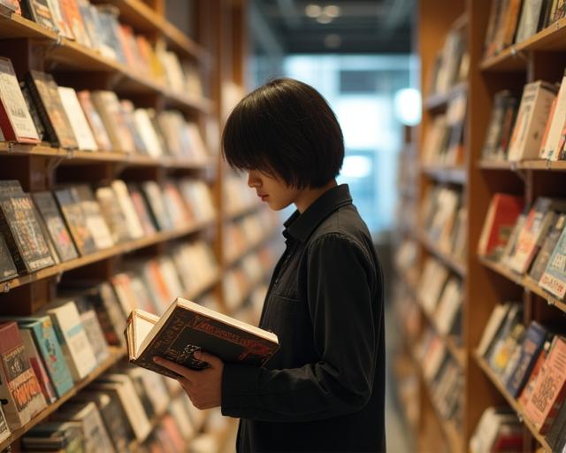 東京の書店で本を選ぶ様子